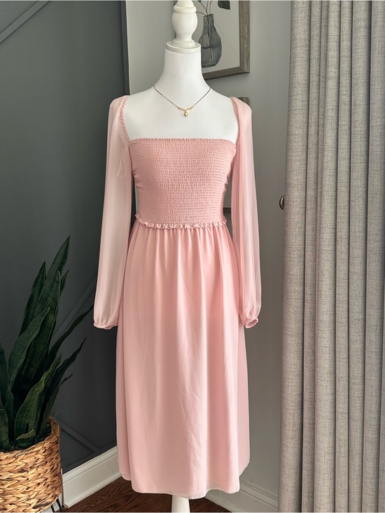 Wilfred Dresses & Skirts - Wilfred Blush Pink Smocked Square-Neck Midi Dress